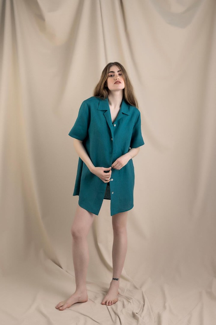 Sedef Shirt Dress - Petrol