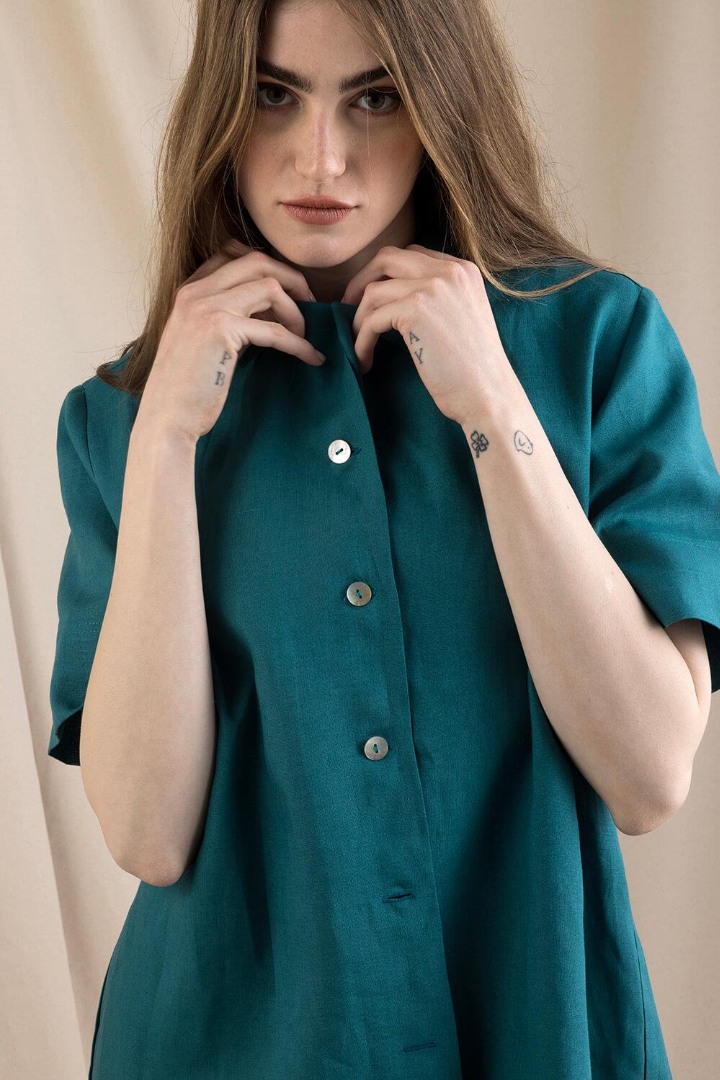 Sedef Shirt Dress - Petrol